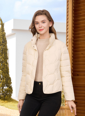 半身缘女装 冬季简洁干练百搭小立领棉服254113M05440115