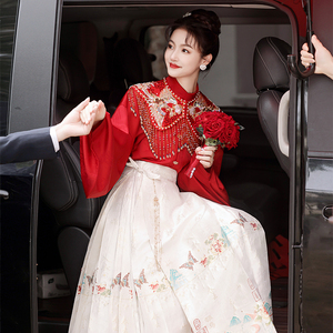 2023新款新中式婚服马面裙敬酒服结婚订婚礼服套装女秋季国风汉服