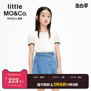 夏装 little T恤 moco童装 短袖 上衣小女孩儿童夏季 女童甜美泡泡袖