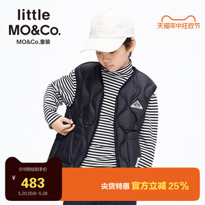 little moco童装秋男童女童菱形格羽绒服背心马甲儿童外套男款