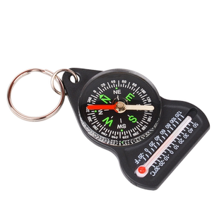 嘉格户外温度计指北针指南针多功能钥匙扣登山野外探险背包强磁