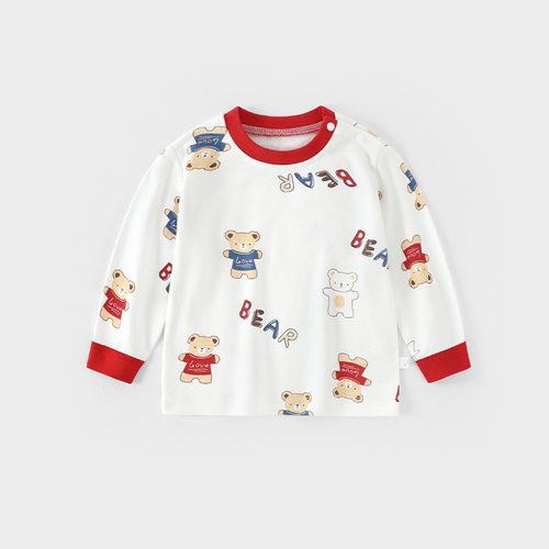 儿童家居服上衣新款外穿长袖T恤纯棉打底衫男女宝宝保暖可爱