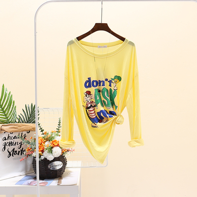 薄款透气女卡通长袖卡通