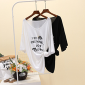 t恤女韩版 韩版 宽松大码 短袖 v领字母2025夏季 新款 百搭上衣打底衫 潮