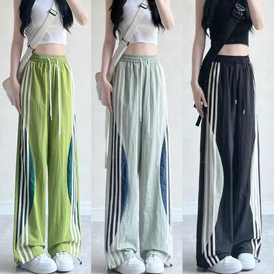 夏季高街速干冰丝阔腿工装裤子女