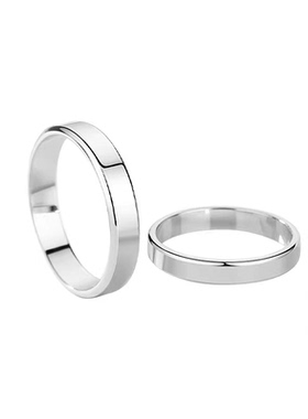 S999足银情侣戒指平板光面简约时尚男女士日韩学生素圈对戒送女友