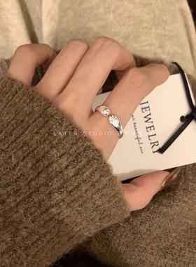 足银999猫爪戒指女纯银磨砂亮面饰品小众可爱萌送礼女友闺蜜