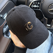 新款 帽子女鸭舌帽男款 秋冬季 休闲灯芯绒英伦显脸小韩系黑色棒球帽