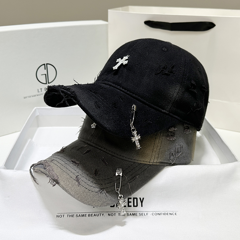 美式棒球帽男款潮流新款帽子女洋气十字架个性嘻哈遮阳软顶鸭舌帽