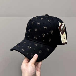 高级感棒球帽女2025年新款 遮阳帽鸭舌帽 字母黑色帽子网红硬顶韩版