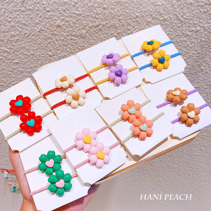 多巴胺直击心巴~甜美爱心花朵发圈儿童双马尾小啾啾时尚发饰