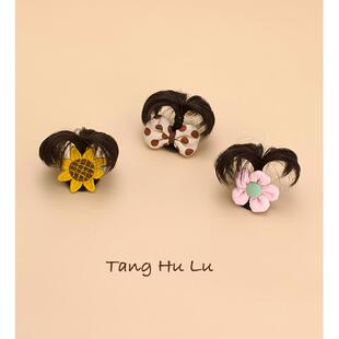 发饰儿童小女孩超萌假发汗毛夹幼儿园宝宝蝴蝶结冲天辫生日礼物