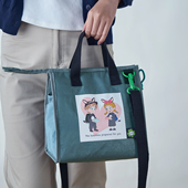 BOTTA DESIGN编织布卡通印花饭盒袋保温便当包手提斜挎包午餐袋