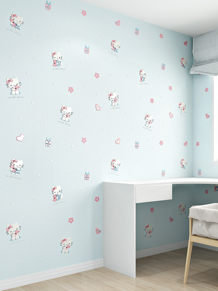 室内墙纸非自粘无胶刷胶家用装修家装卧室儿童房间女孩无纺布壁纸