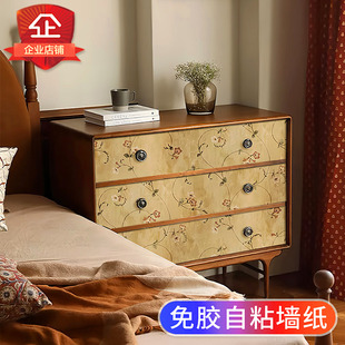 美式贴纸柜子衣柜橱柜鞋柜装饰旧家具改色翻新贴复古田园带花墙纸
