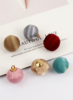 16mm手工蝴蝶结发饰diy手工材料滴胶吊环小吊坠 色丁布包布球 小