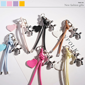 可爱气泡狗爱心钥匙扣挂件编织创意包包挂饰汽车钥匙链小礼品