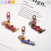 新款 可爱卡通腊肠狗钥匙扣挂件包包挂饰小礼品汽车书包小红书