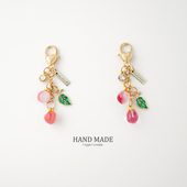 人间水蜜桃韩国ins桃子汽车钥匙扣女包包可爱挂件钥匙圈挂饰汽车