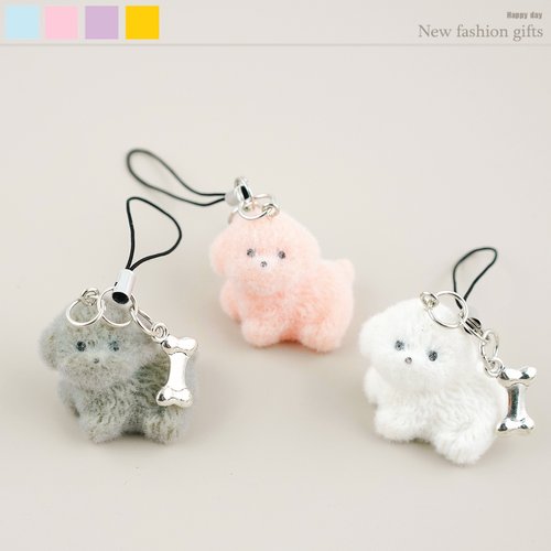 树脂植绒可爱卡通立体小狗挂饰