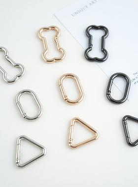三角弹簧圈椭圆型弹簧扣包包斜跨延长圈钥匙扣挂件diy饰五金配件