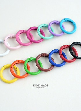 DIY饰品配件 25mm金属烤漆彩色卡圈弹簧开口圈圆形钥匙扣手机挂钩