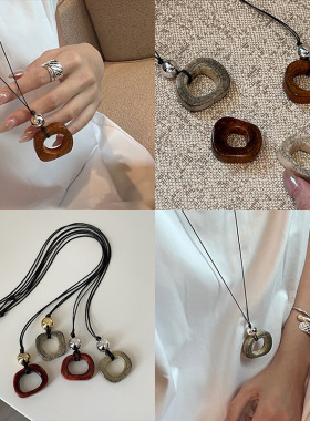 小众设计感几何方形长款吊坠项链女简约民族风复古百搭颈链锁骨链