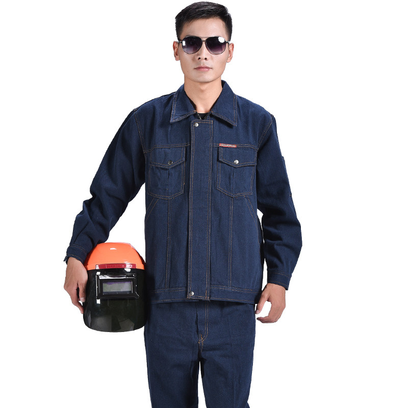 牛仔工作服套装男士电焊工人工装汽修机修劳保服秋冬全棉工装制服