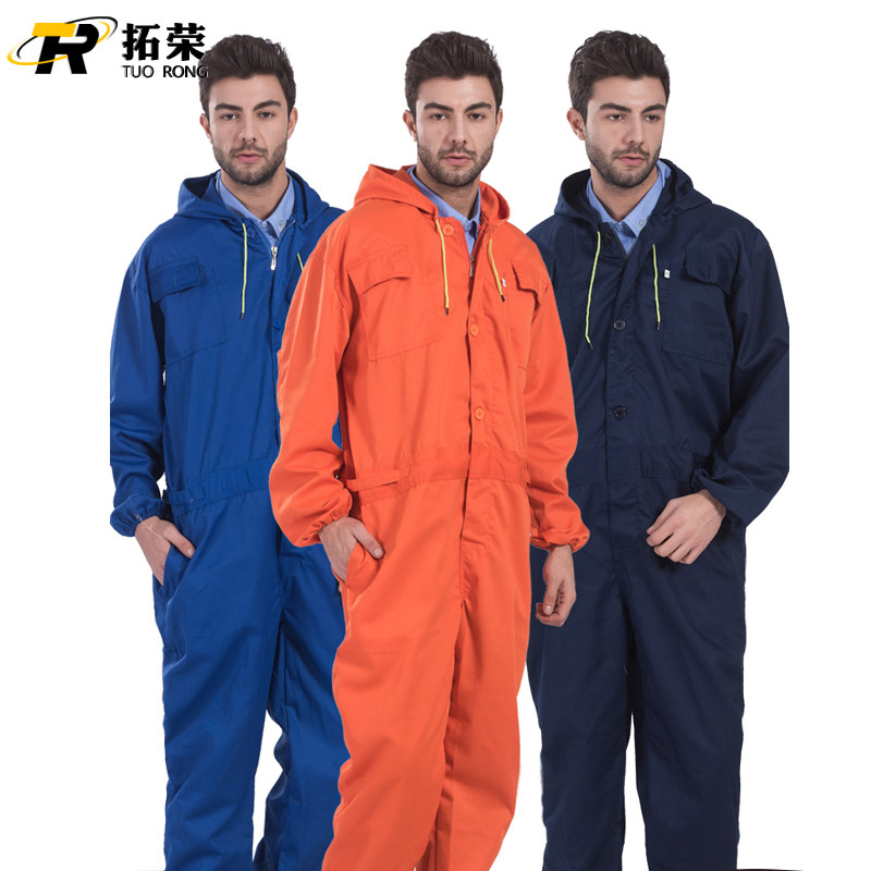 大码连体防尘防污服长袖汽修装修工作服套装男定制喷漆劳保服连帽