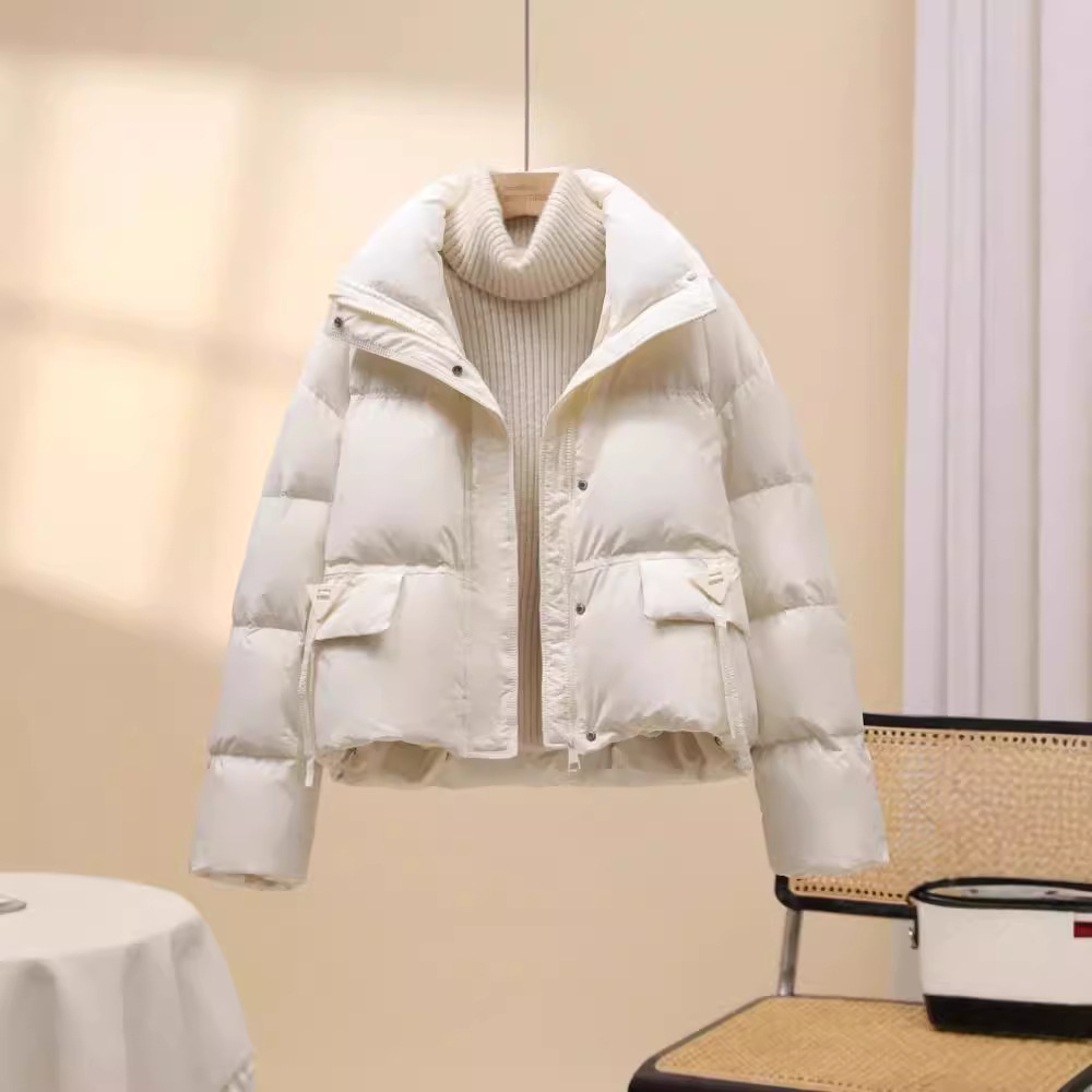白鸭绒羽绒服女短款2025新款韩版高端时尚宽松小个子面包服冬季潮