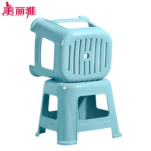 美丽雅 凳子加厚塑料凳子防滑儿童凳家用休闲小板凳换鞋凳