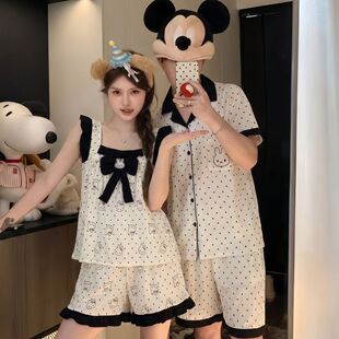 2026新款米菲兔情侣睡衣云朵棉女背心短袖男款开衫家居服套装ins