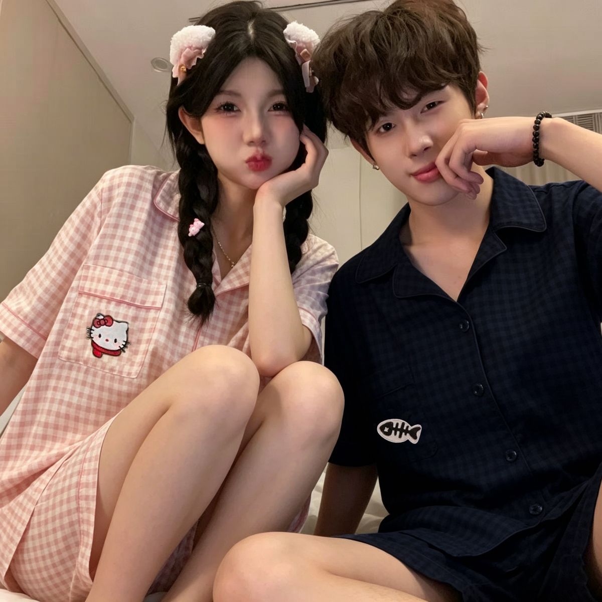 【买一送一】情侣睡衣男女夏季短袖云朵棉新款日系卡通外穿家居服