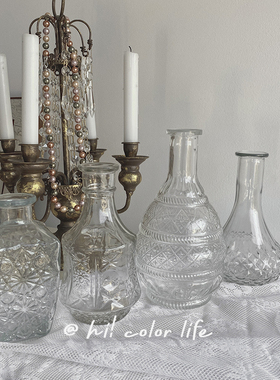 ins风复古水培桌面花瓶vintage欧式居家装饰玻璃花器餐厅法式摆件