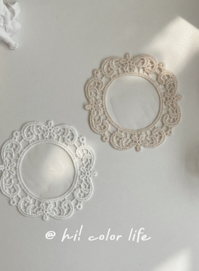 复古ins风法式蕾丝圆形小杯垫刺绣手饰摆拍镂空白色欧式防滑垫子