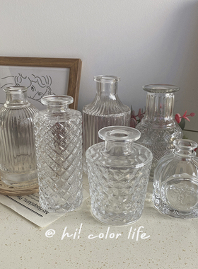 复古风ins韩国迷你玻璃小花瓶餐厅样板房间装饰水培水养桌面摆件