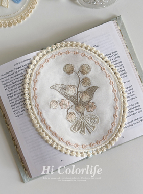 喝彩生活 缇香花语ins风蕾丝刺绣垫铃兰花法式复古餐桌首饰装饰垫