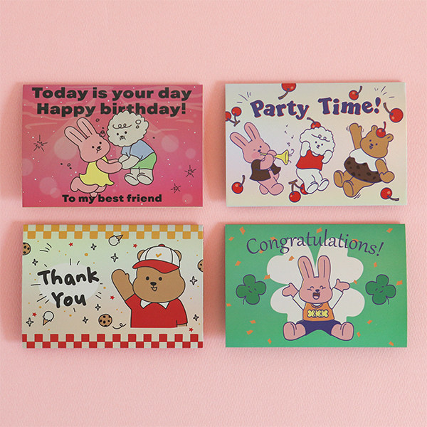 韩国dailylike 可爱卡通我的好友两折装饰卡片 生日恭喜感谢 贺卡