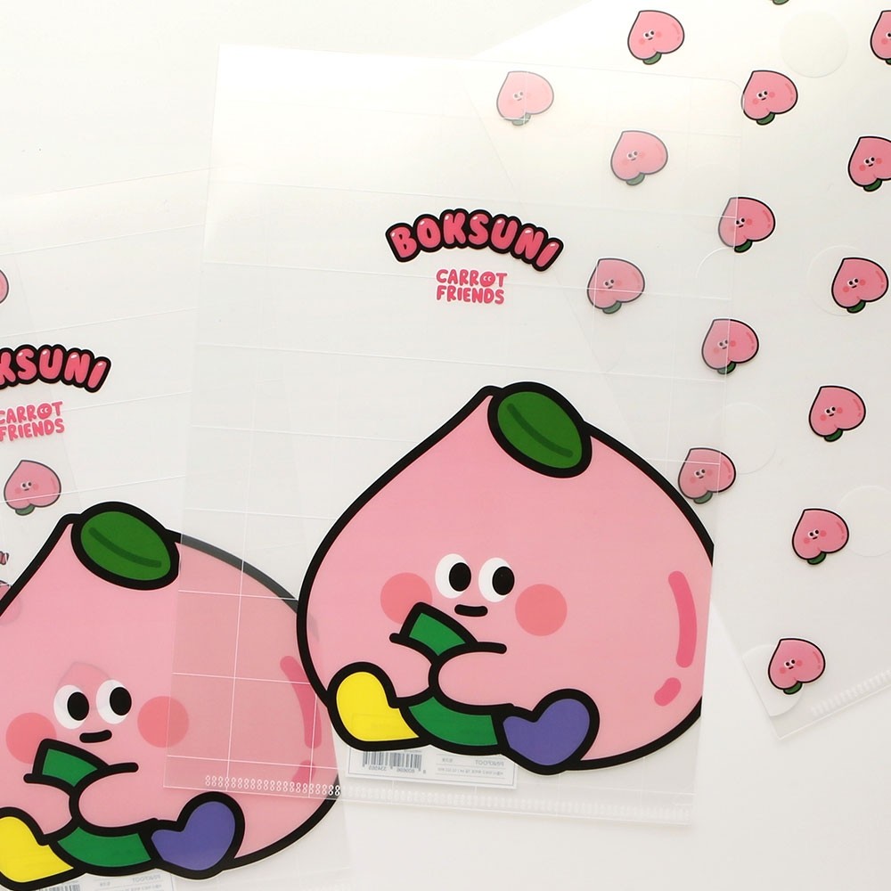 韩国pinkfoot可爱桃子半透明a4文件夹 pp文件袋 学生试卷资料包