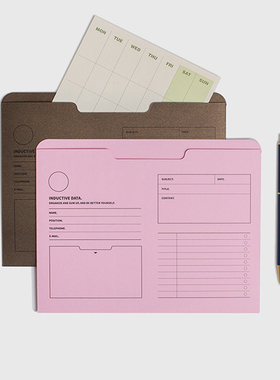 iPlaybox复古草香纸A4文件夹 电影票夹信封袋 A5票据袋 便签收纳