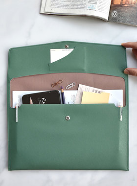 韩国plepic 高级感商务纯色女手拿信封式公文包 A4文件袋资料包