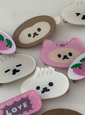 韩国MAZZZZY 可爱小猪猴子草莓小笼包亚克力刘海夹发夹发饰 边夹