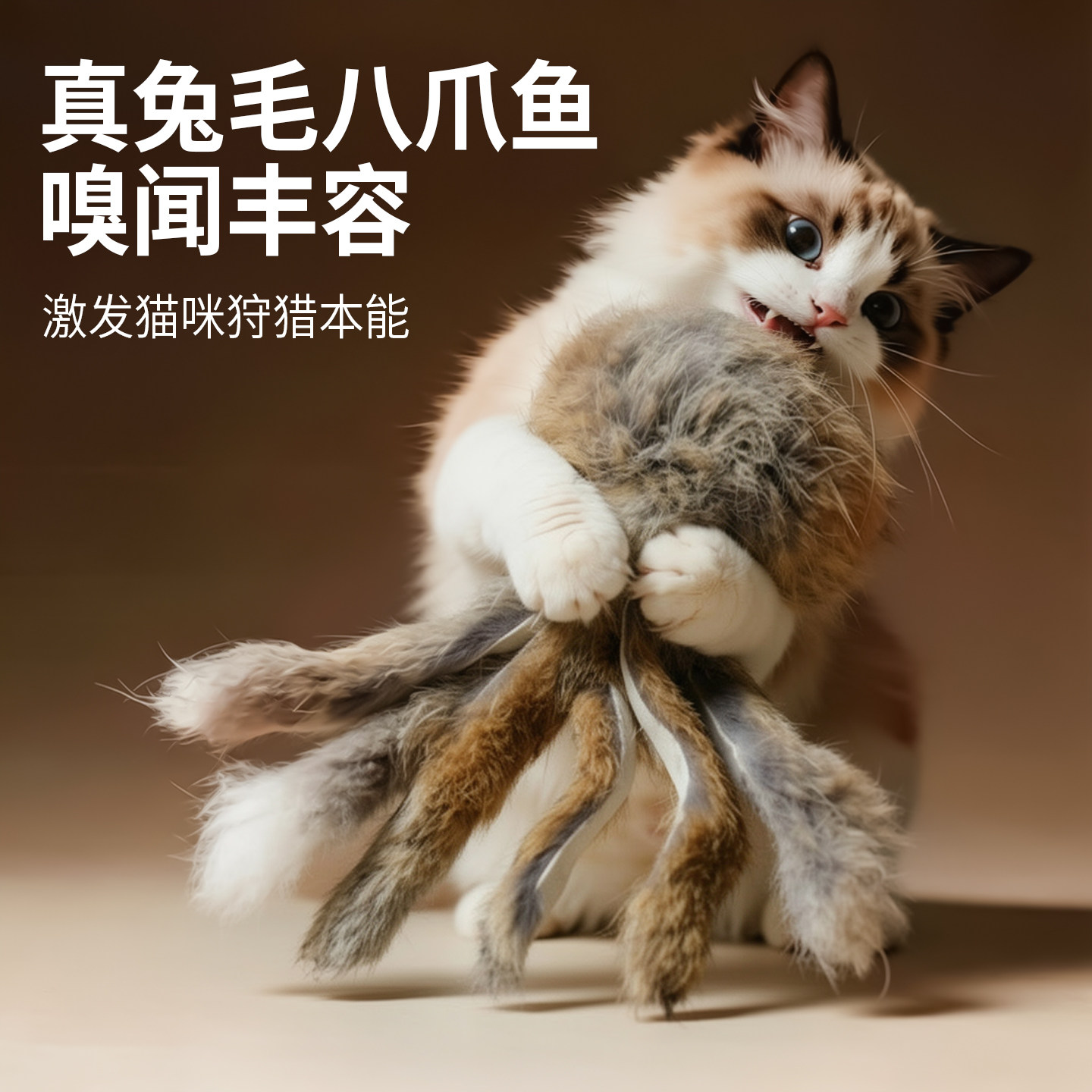 兔毛猫咪丰荣玩具球猫自嗨解闷捕猎神器羽毛替换头耐咬小猫逗猫棒