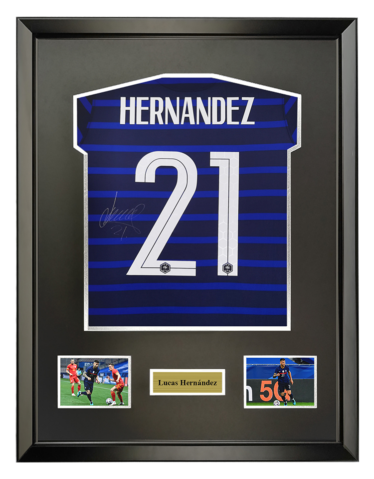 卢卡斯埃尔南德斯 2021欧洲杯法国队 亲笔签名足球服球衣 裱框含证书