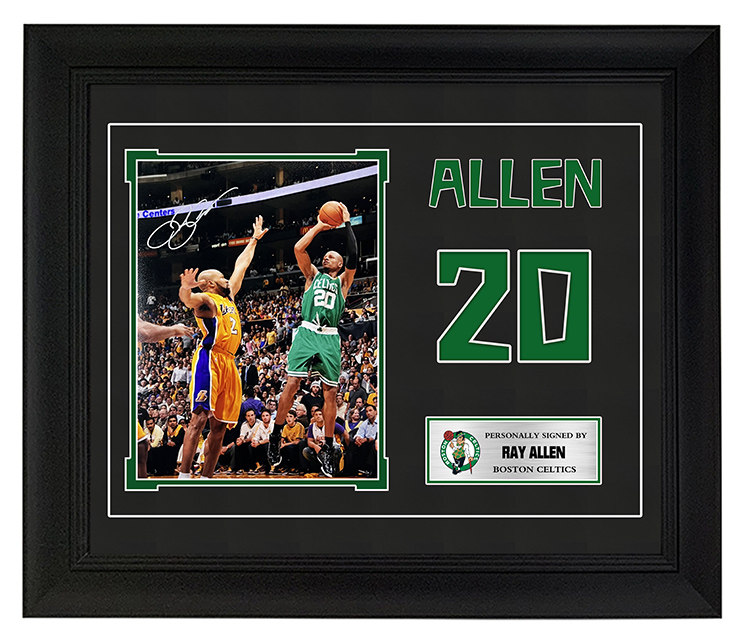 君子雷 凯尔特人20号 雷阿伦亲笔签名照片 含证书 装裱 珍藏