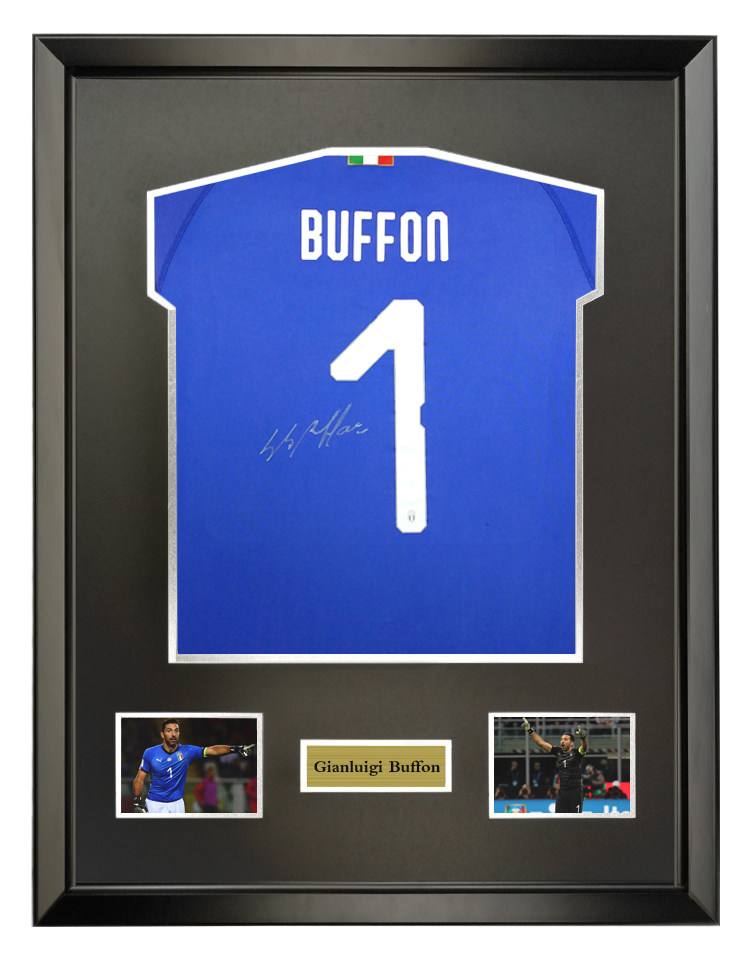 布冯 2018世界杯意大利队 门将 亲笔签名足球服球衣 裱框 含证书