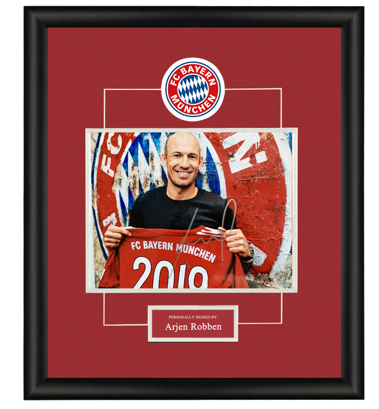 拜仁慕尼黑足球俱乐部 阿尔杰罗本 亲笔签名照片裱框收藏 含sa证书