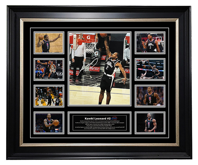 小卡 伦纳德亲笔签名照片 快船队时期 裱框 带证书 珍藏