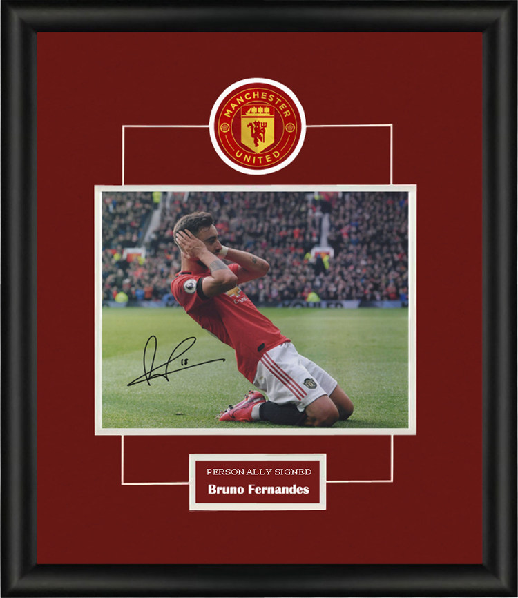收藏 b费布鲁诺费尔南德斯 亲笔签名照片裱框 含sa证书 曼联
