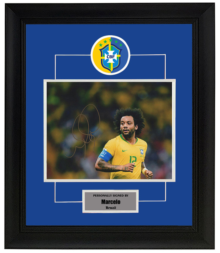 马塞洛 2018世界杯巴西国家队 亲笔签名 照片 裱框 含sa证书